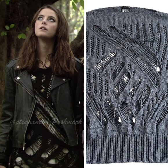 Topshop Gray Short Sleeve Laddered Sweater ALT Effy Stonem - Picture 1 of 9